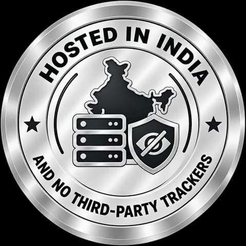 Hosted in India, with no third-party trackers